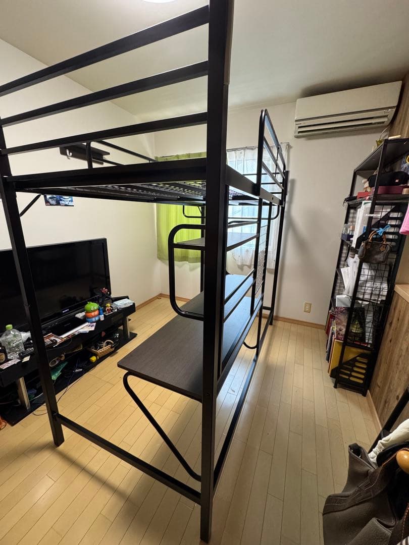 ニトリ　アルルN ロフトベッド ブラック デスク付き(直接引き取り)