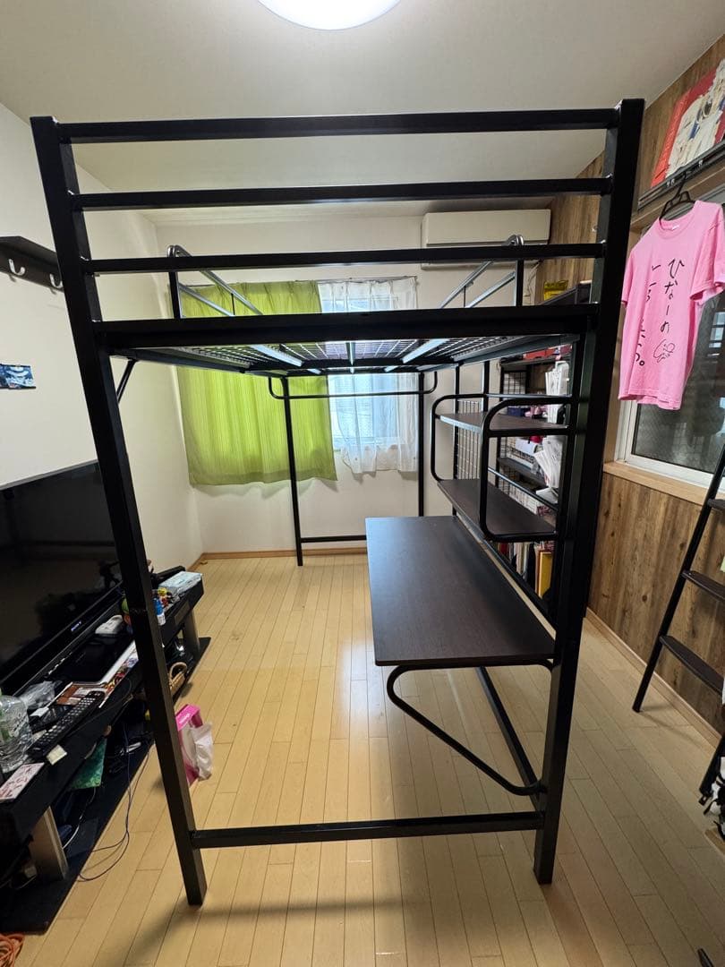 ニトリ　アルルN ロフトベッド ブラック デスク付き(直接引き取り)