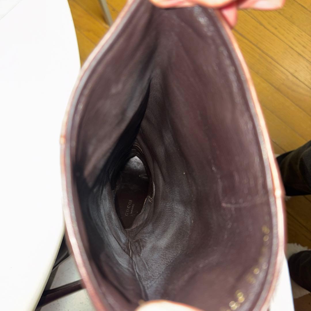 GUCCIダークブラウン レザー ロングブーツ