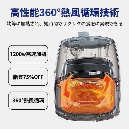 SAMKYO ノンフライヤー エアフライヤー 2L コンパクト 1~2_corg