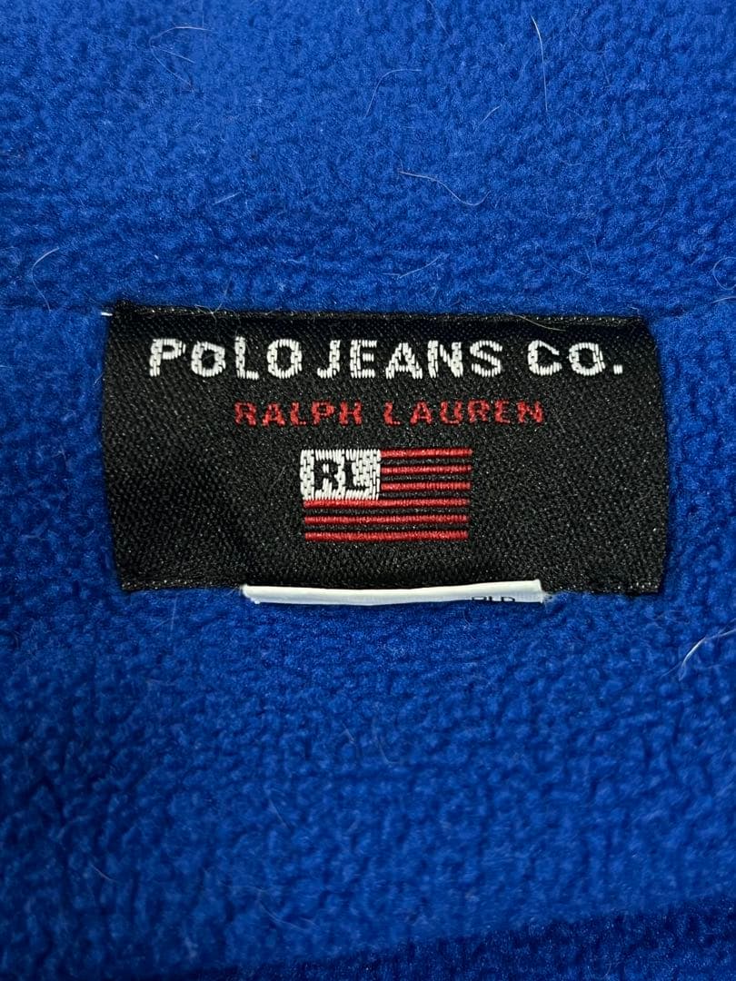 90s POLO SPORT 刺繍ロゴ 星条旗 裏地フリース ナイロンジャケット