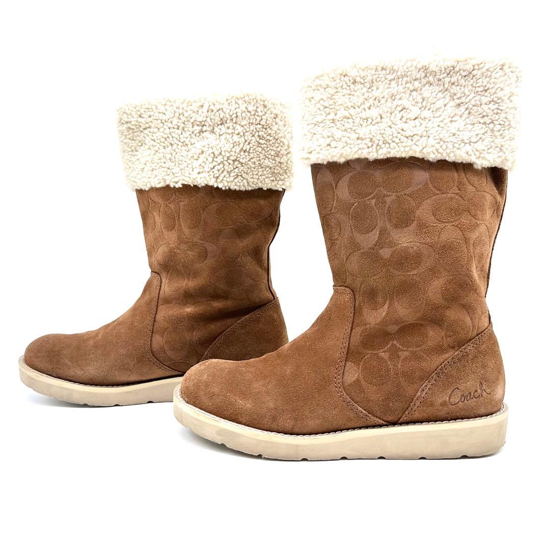 美品✨COACH KALLY シグネチャー ムートンブーツ スエード 25cm位