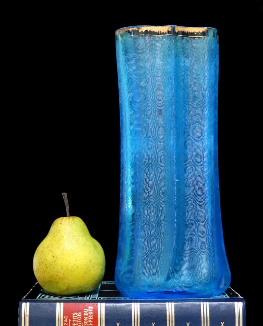 オールド・バカラ 博物館級 1900年 金彩大型花瓶 26.3cm ブルー 壺