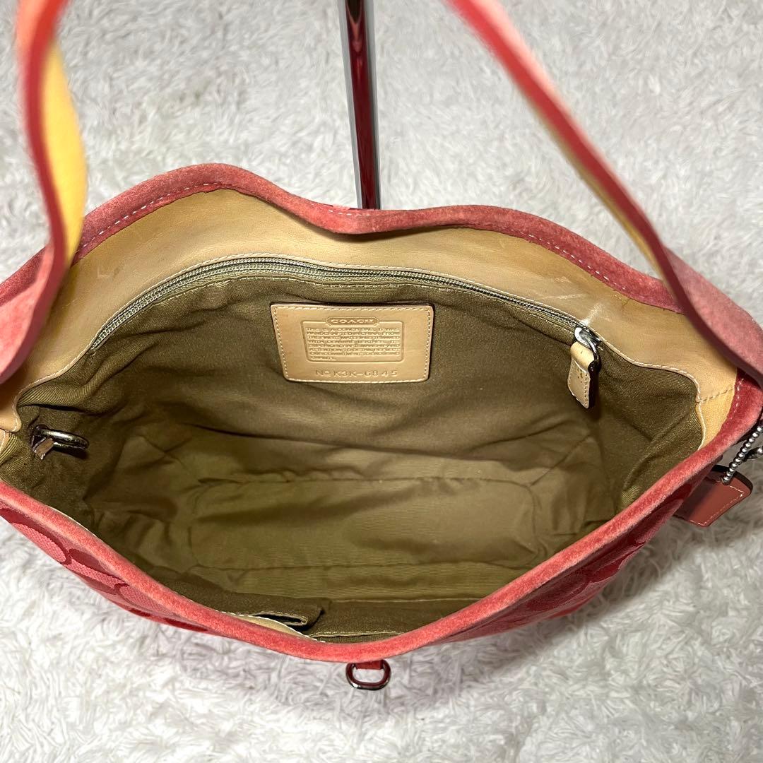 ✨希少カラー✨COACH コーチ ワンショルダー 赤 シグネチャー レッド