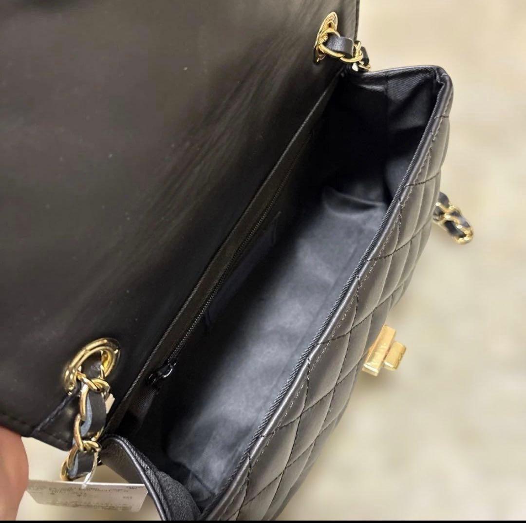 【新品未使用】ノーブル　NOBLE キルティングレザーチェーンバッグ ブラック