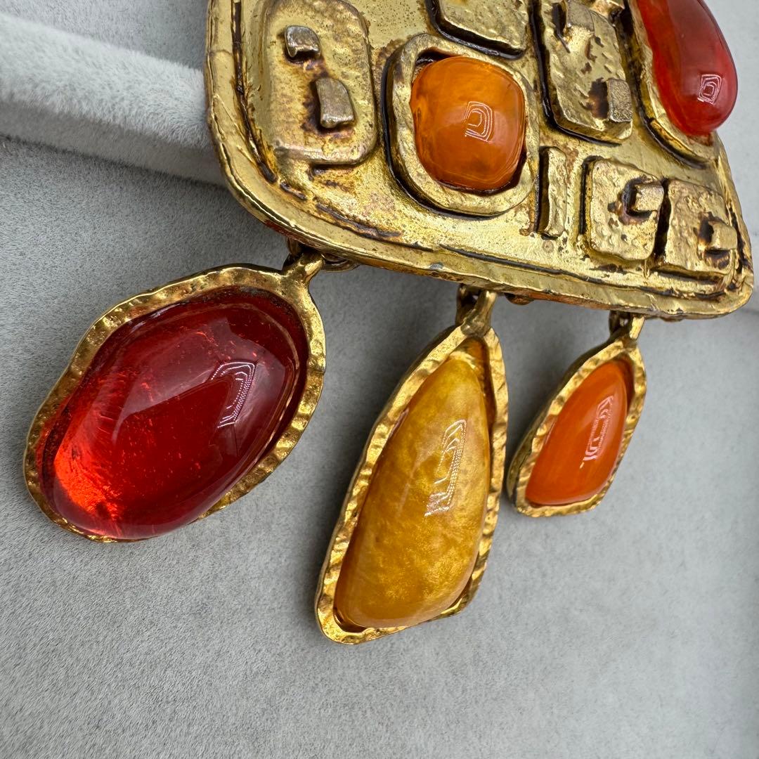 【ヴィンテージ】christian lacroix ブローチ　ゴールド　ストーン