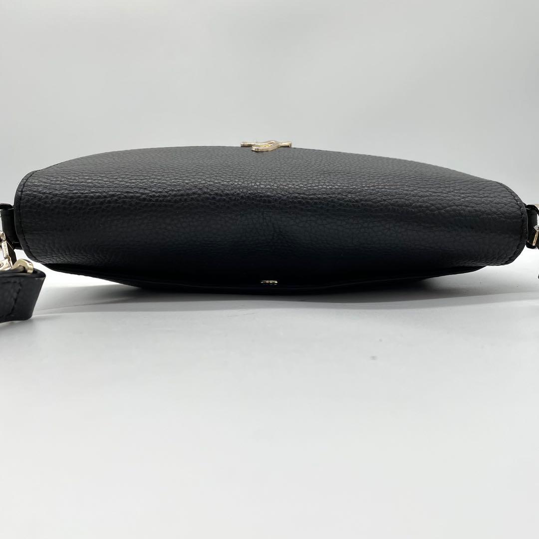 【極美品】アニエスベー　ショルダーバッグ　ロゴ　ゴールド金具　レザー　ブラック