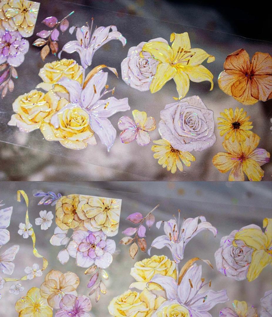 海外マスキングテープ巻売り 小花黄 フラワー 人物マスキングテープ