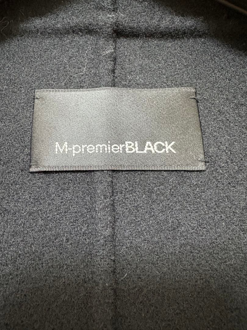 M-premierBLACK ウールベルテッドフーディコート