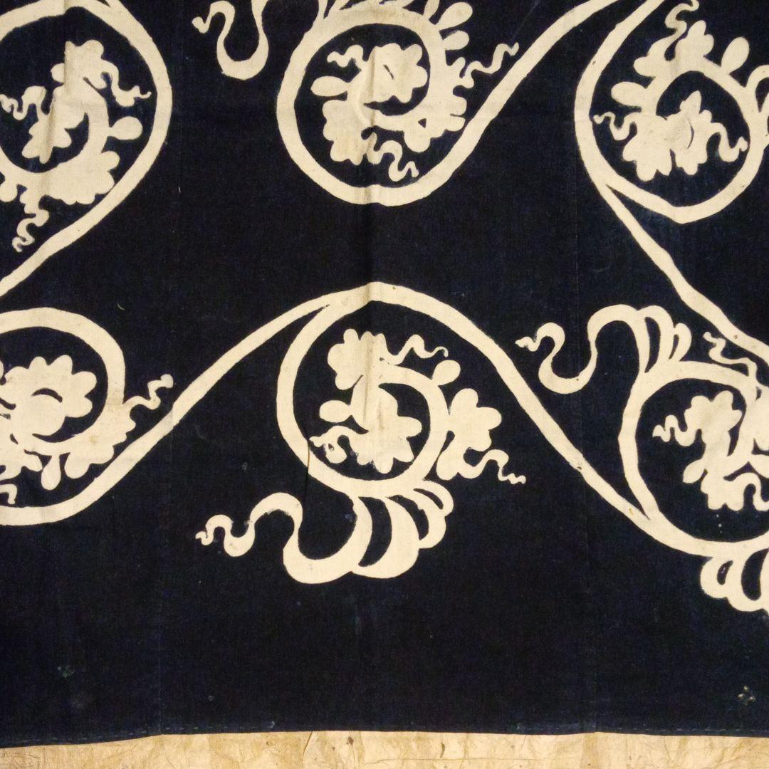 風呂敷　古布　骨董　筒描き　唐草　藍染　藍