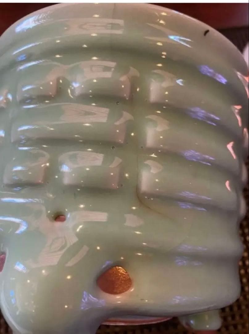 青磁三脚香炉・陶器剣山付き　２点セット ヴィンテージ　レア