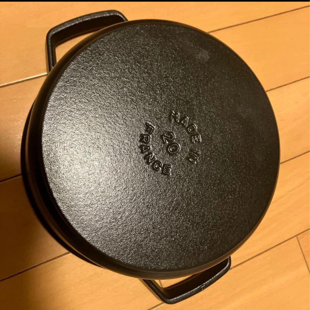 訳あり美品 ストウブ ピコ ココット ラウンド ブラック 20cm 両手鍋