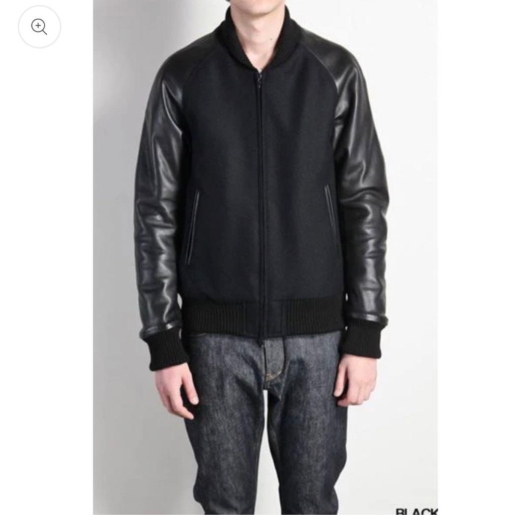 美品 アタッチメント カシミヤ混平二重メルトン スタジャン レザー ブラック 2