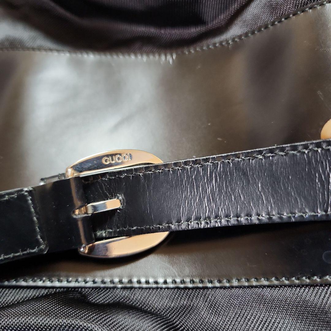 【美品】グッチ バンブー ショルダーバッグ ボンサック ナイロン×レザー 黒