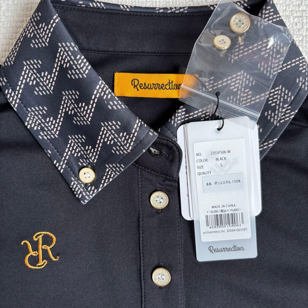 【Sサイズ】レザレクション 半袖ポロシャツ ショートパンツ ブラック上下セット