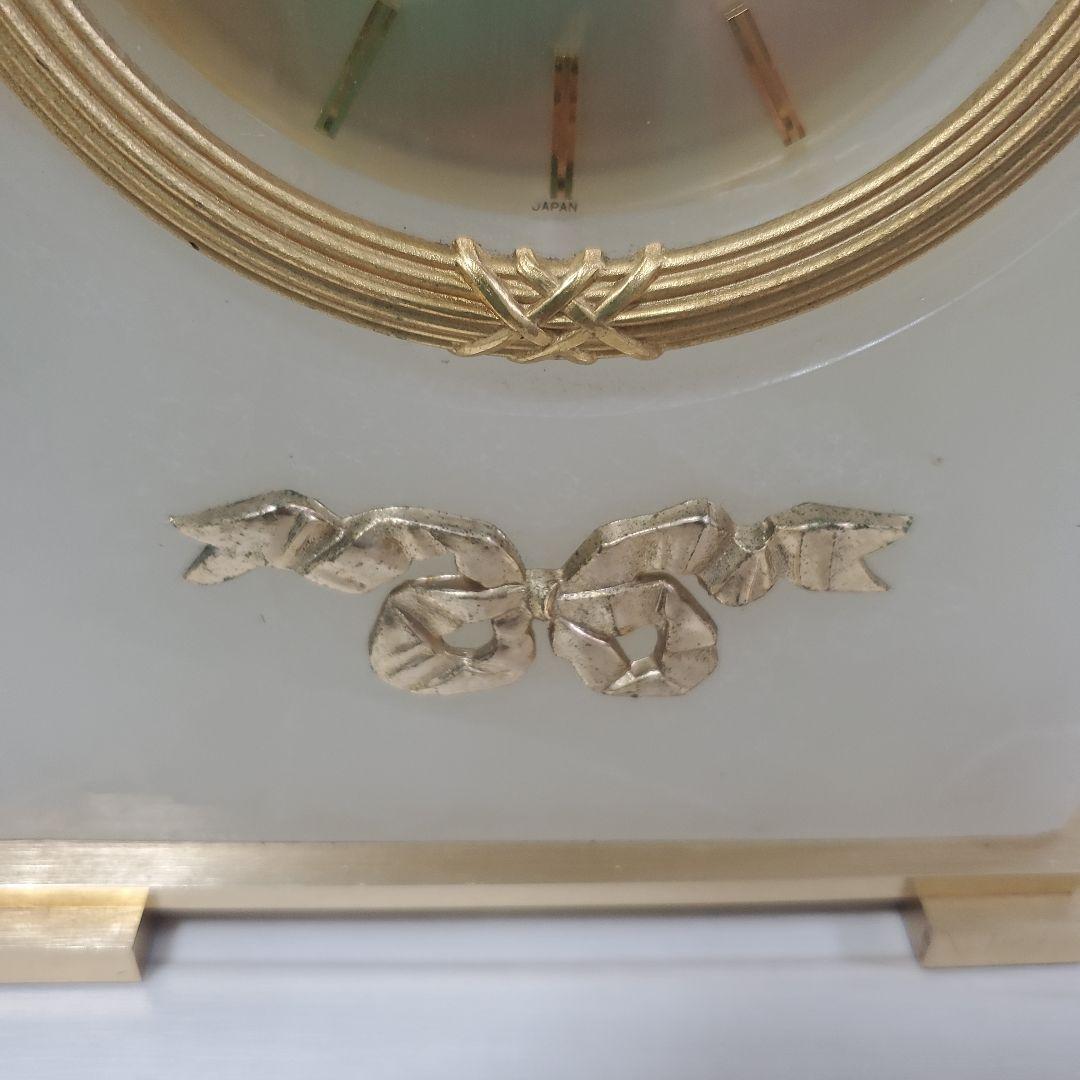 大理石 置時計 ホワイト ゴールド レトロ アンティーク