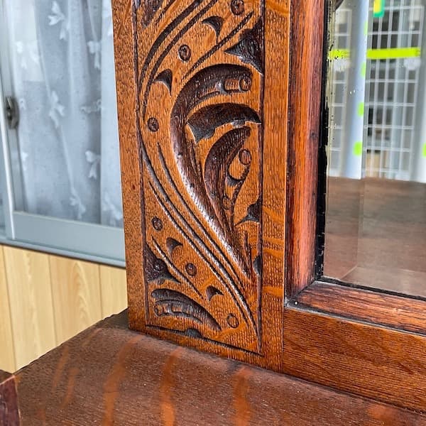 1880年頃　イギリスアンティーク　ミラーバックキャビネット　カップボード