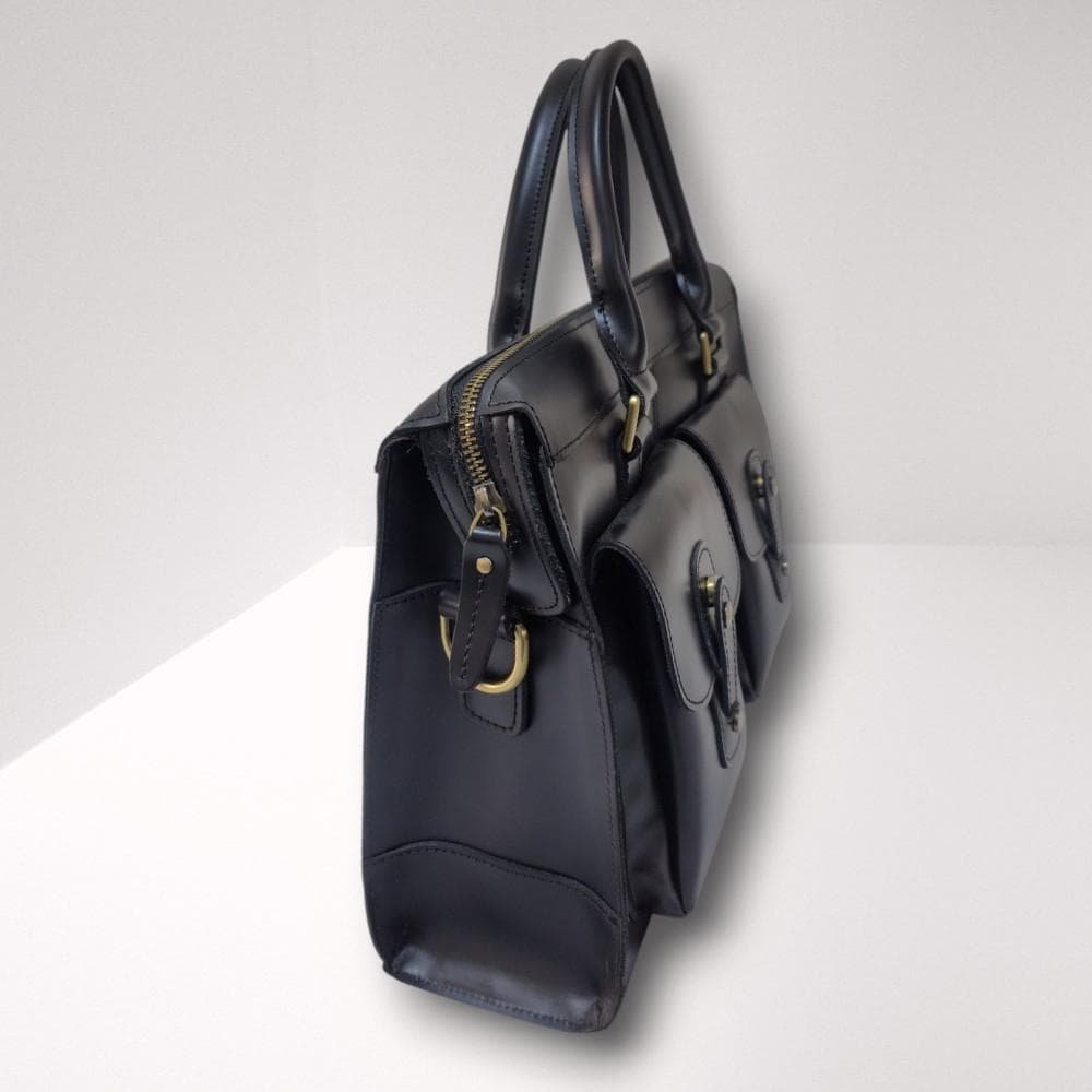 【のぞさん】本革 ビジネスバッグ ブラック 2WAY A4 TIDING