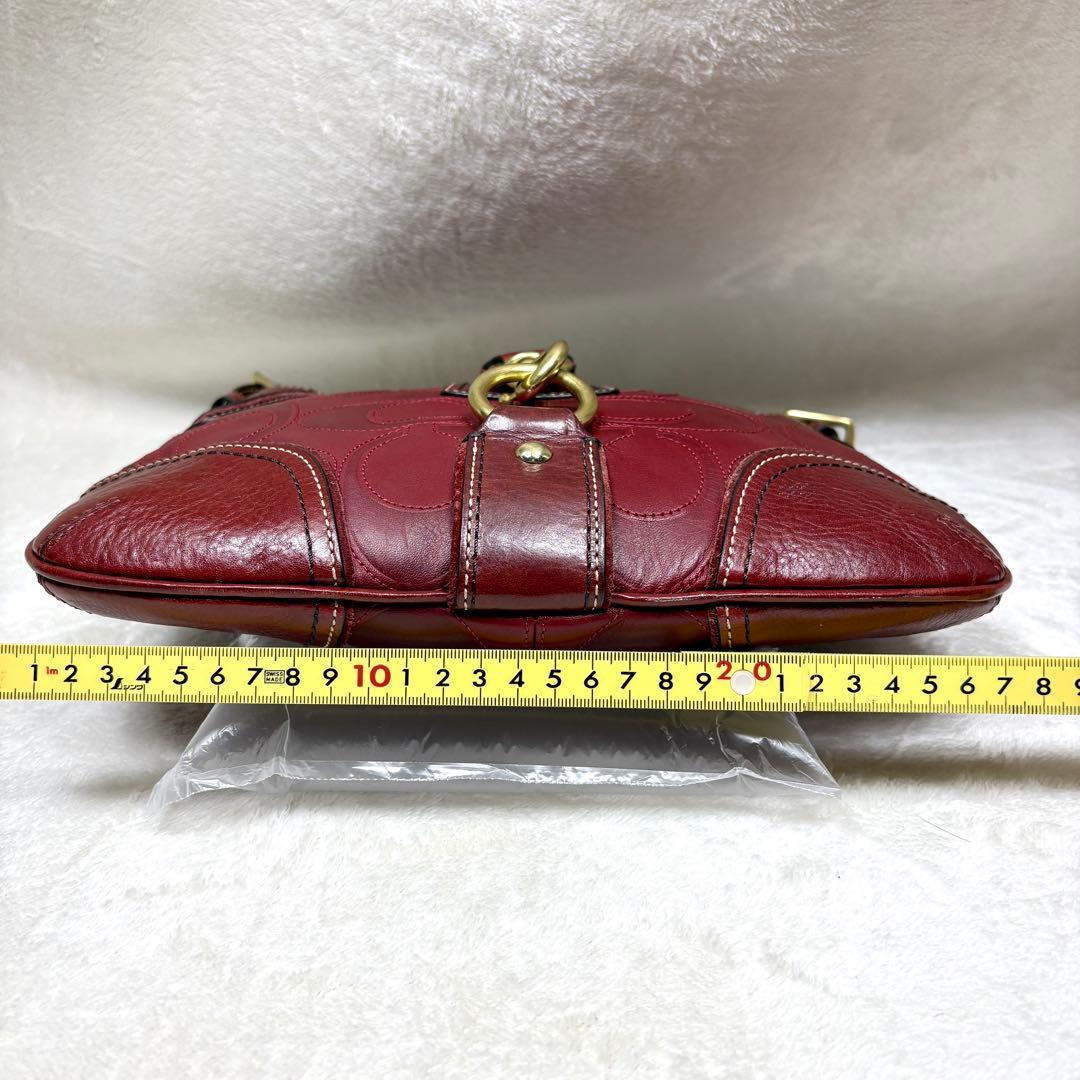 Coach Shoulder Bag Leather wine red 赤