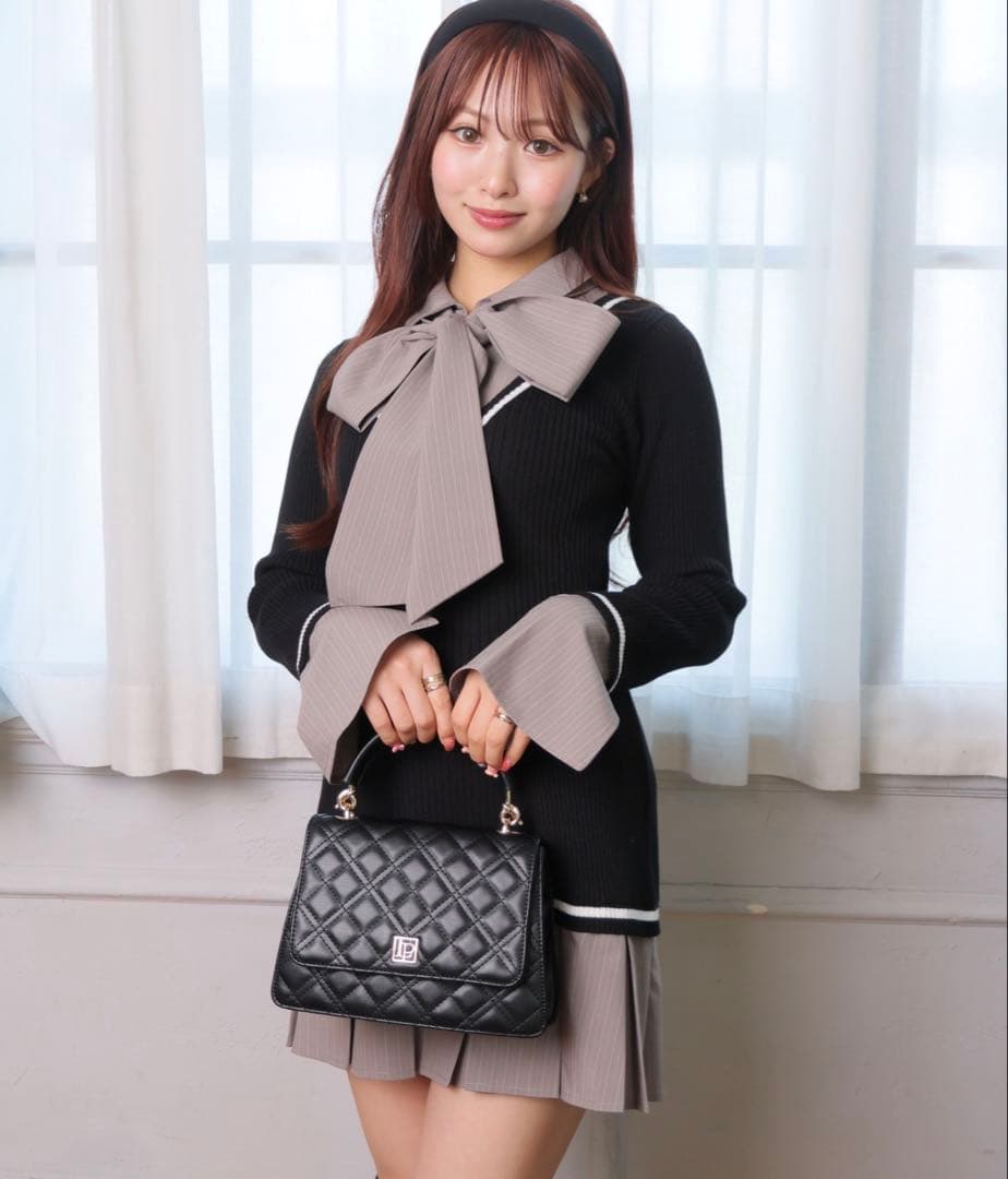 LIPSERVICE シャツドッキングプリーツワンピース リップサービス 黒