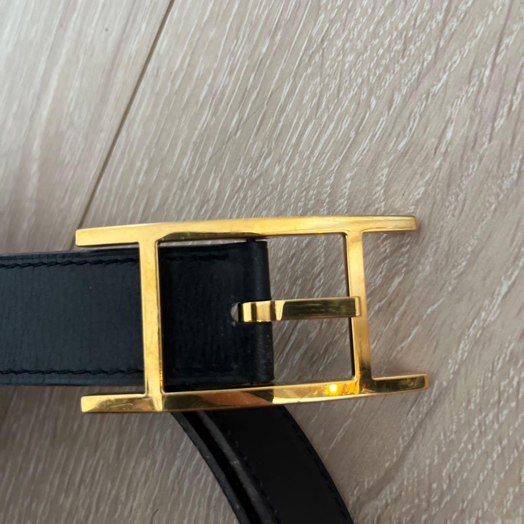 【U】HERMES ブラックレザーベルト