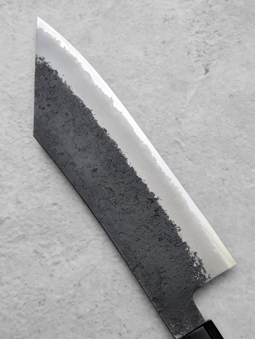 日野浦睦 Hinoura 黒打 梨地 青紙スーパー 博多包丁 180mm