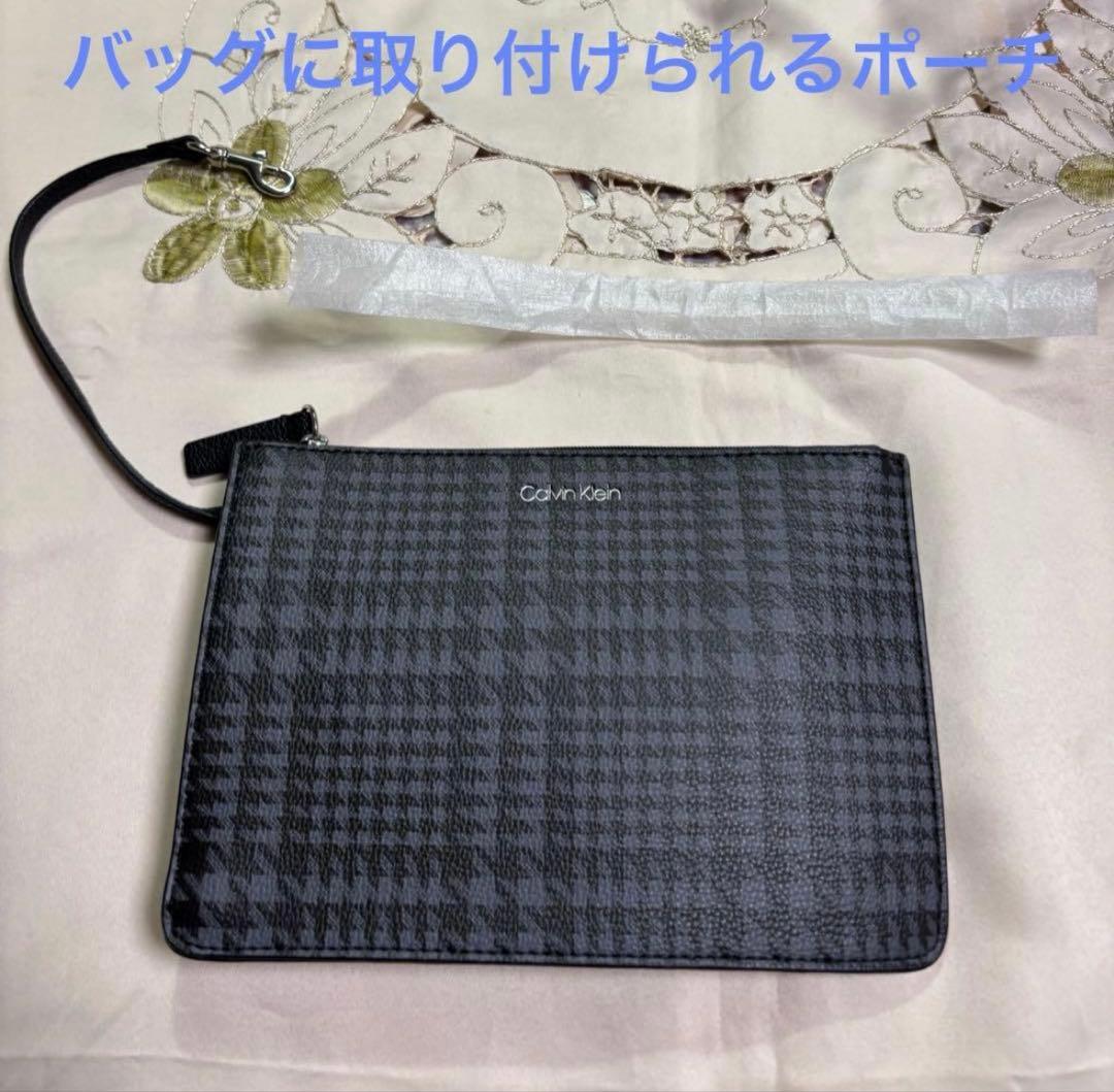 新品タグ   斜めがけ◎千鳥格子レザー ショルダーバッグ