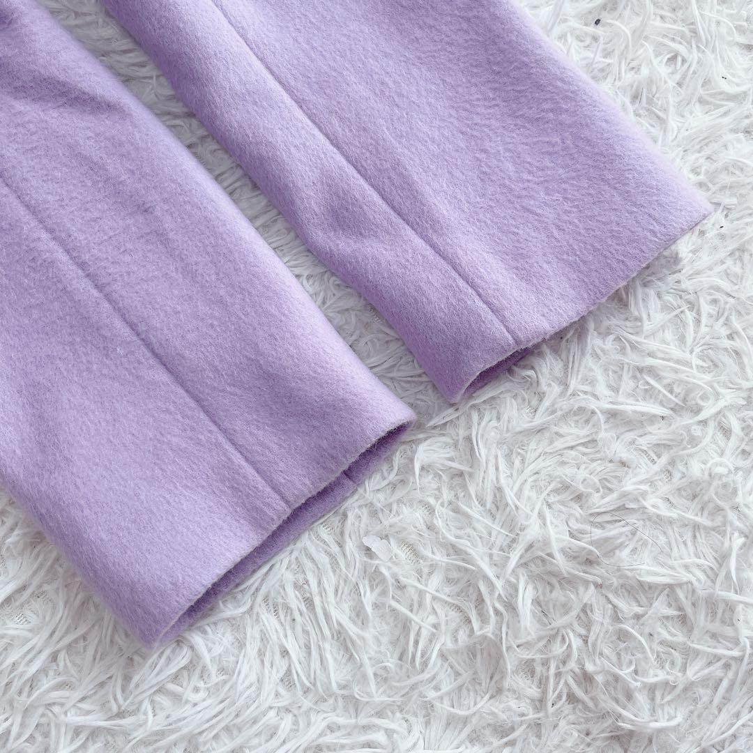 美品 セルフォード バックタック カシミヤ混ノーカラーコート ロング