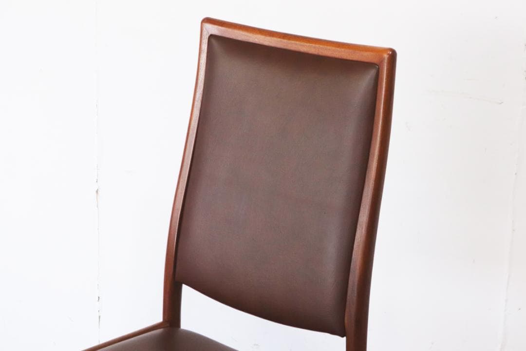 ヴィンテージ 山口木材工芸 チーク材 ダイニングチェア 椅子 低座 合皮 茶 1
