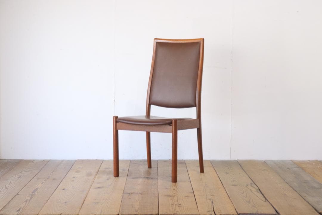 ヴィンテージ 山口木材工芸 チーク材 ダイニングチェア 椅子 低座 合皮 茶 1