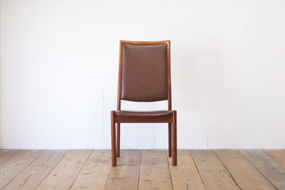 ヴィンテージ 山口木材工芸 チーク材 ダイニングチェア 椅子 低座 合皮 茶 1