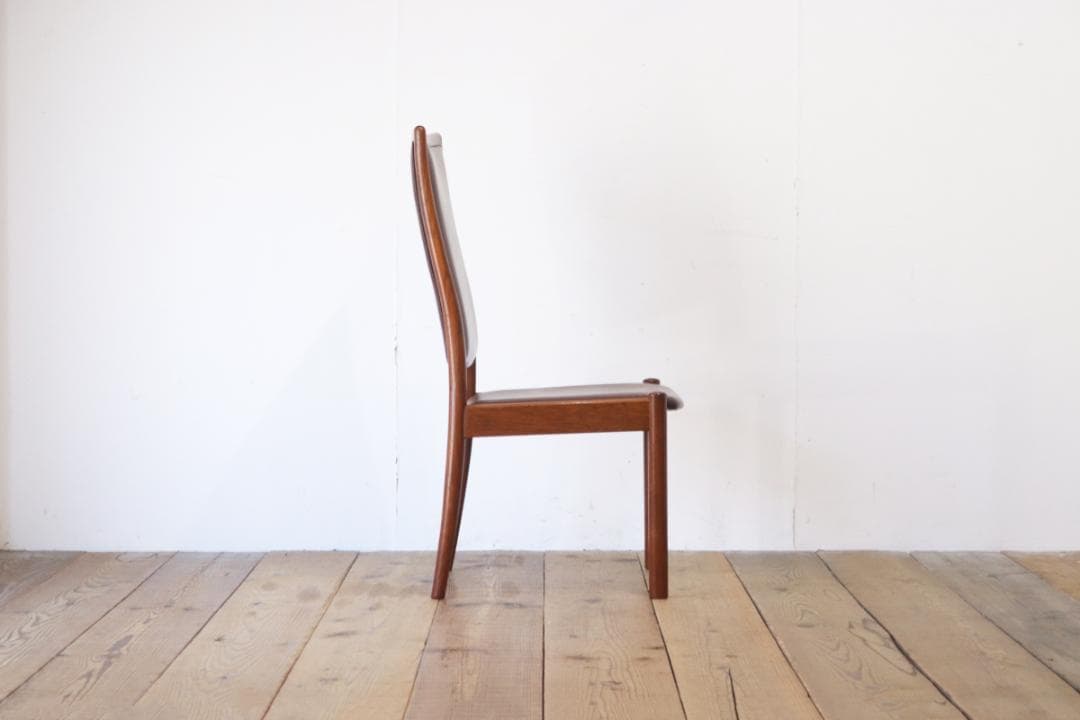 ヴィンテージ 山口木材工芸 チーク材 ダイニングチェア 椅子 低座 合皮 茶 1