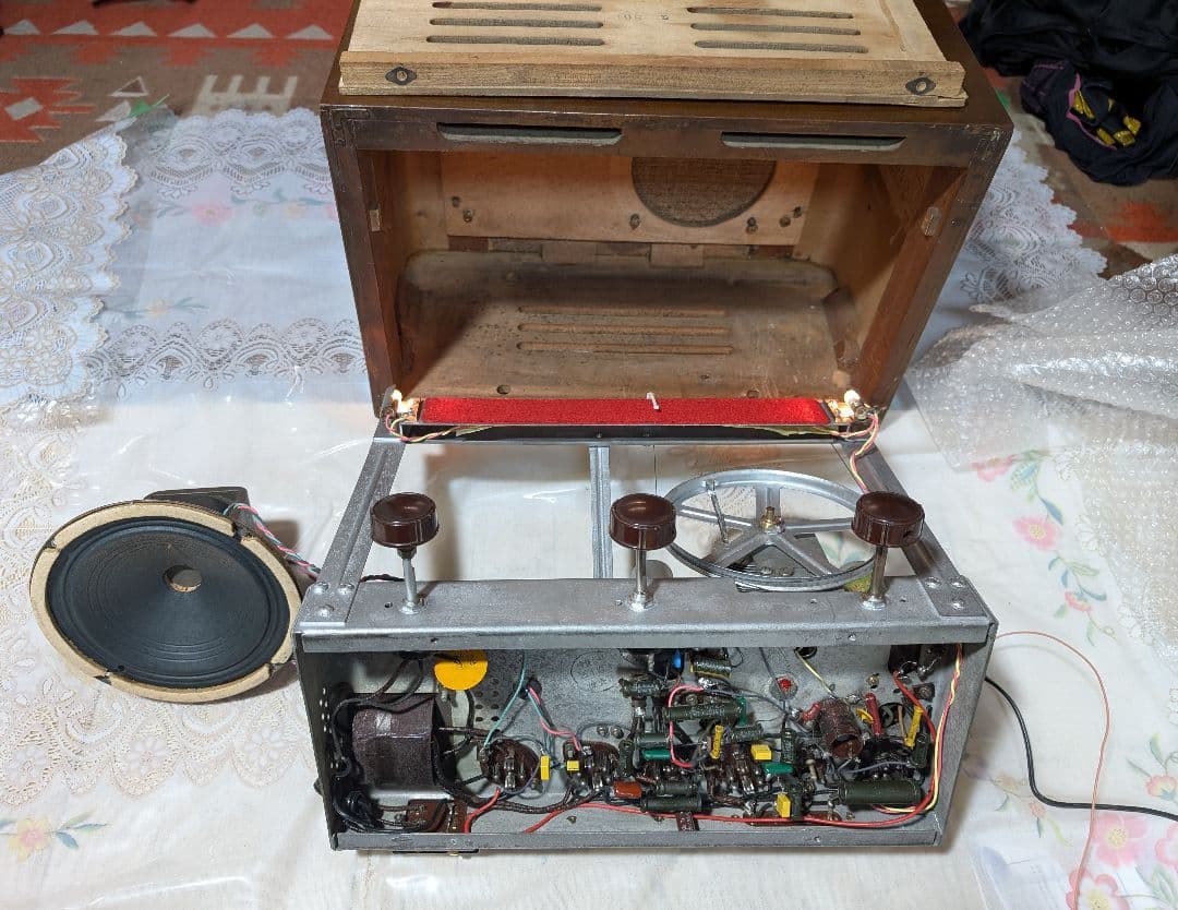 5S-16Aレトロ和風真空管ラジオbluetooth付　ナショナル