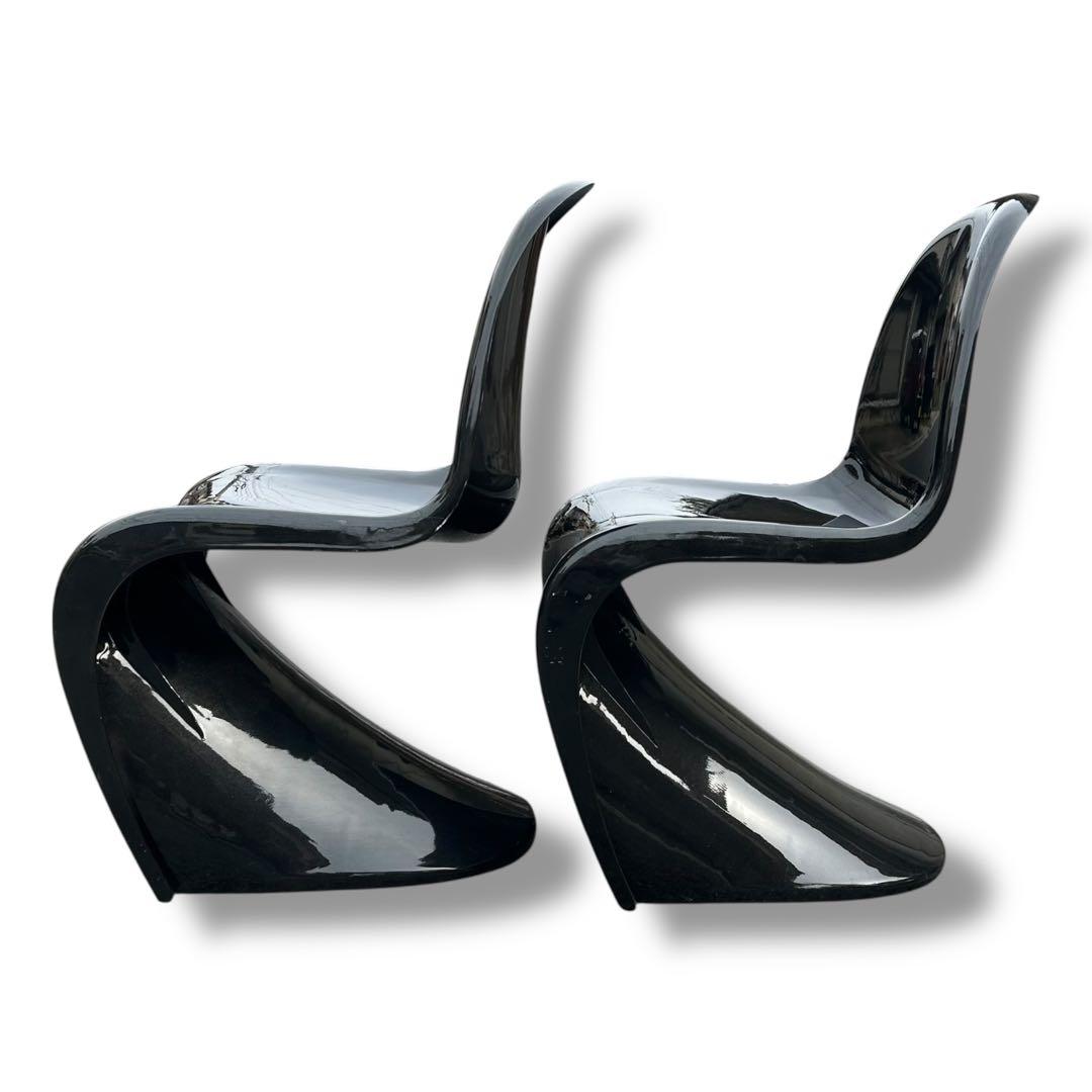 【2脚セット】パントンチェア リプロダクト ブラック 北欧 椅子 ヴィンテージ