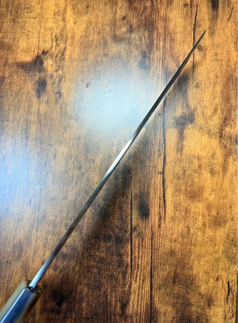 【堺打刃物】蛸引 先丸　水本焼 白一鋼 富士山　鏡面 尺　包丁　黒檀水牛八角柄