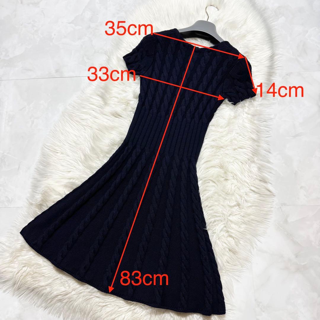 美品 プラダ ケーブルニット ワンピース ドレス 36 PRADA ネイビー