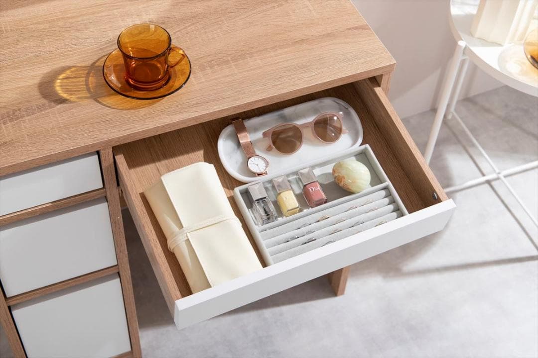 ドレッサーセット ホワイトｘナチュラルのバイカラーが素敵