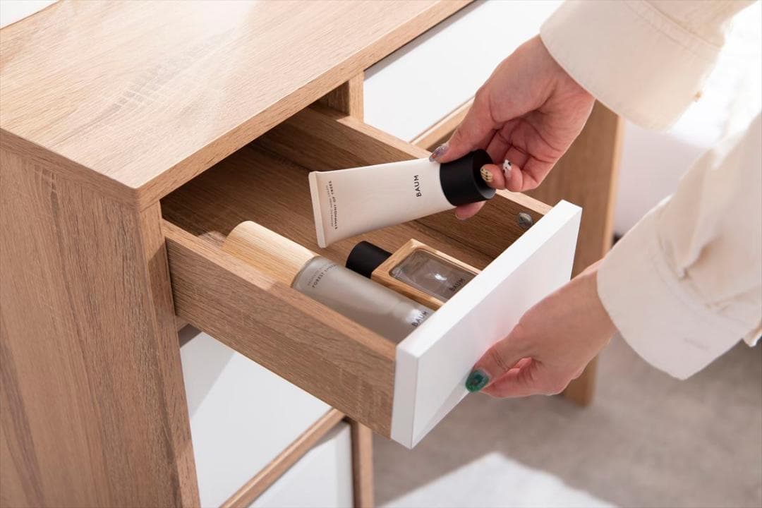 ドレッサーセット ホワイトｘナチュラルのバイカラーが素敵