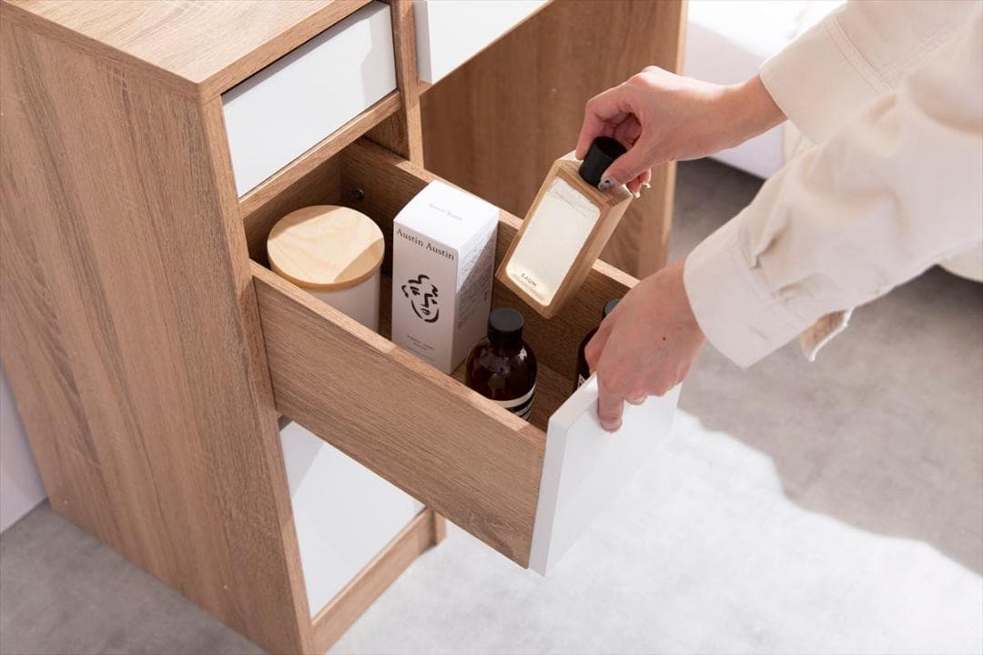 ドレッサーセット ホワイトｘナチュラルのバイカラーが素敵