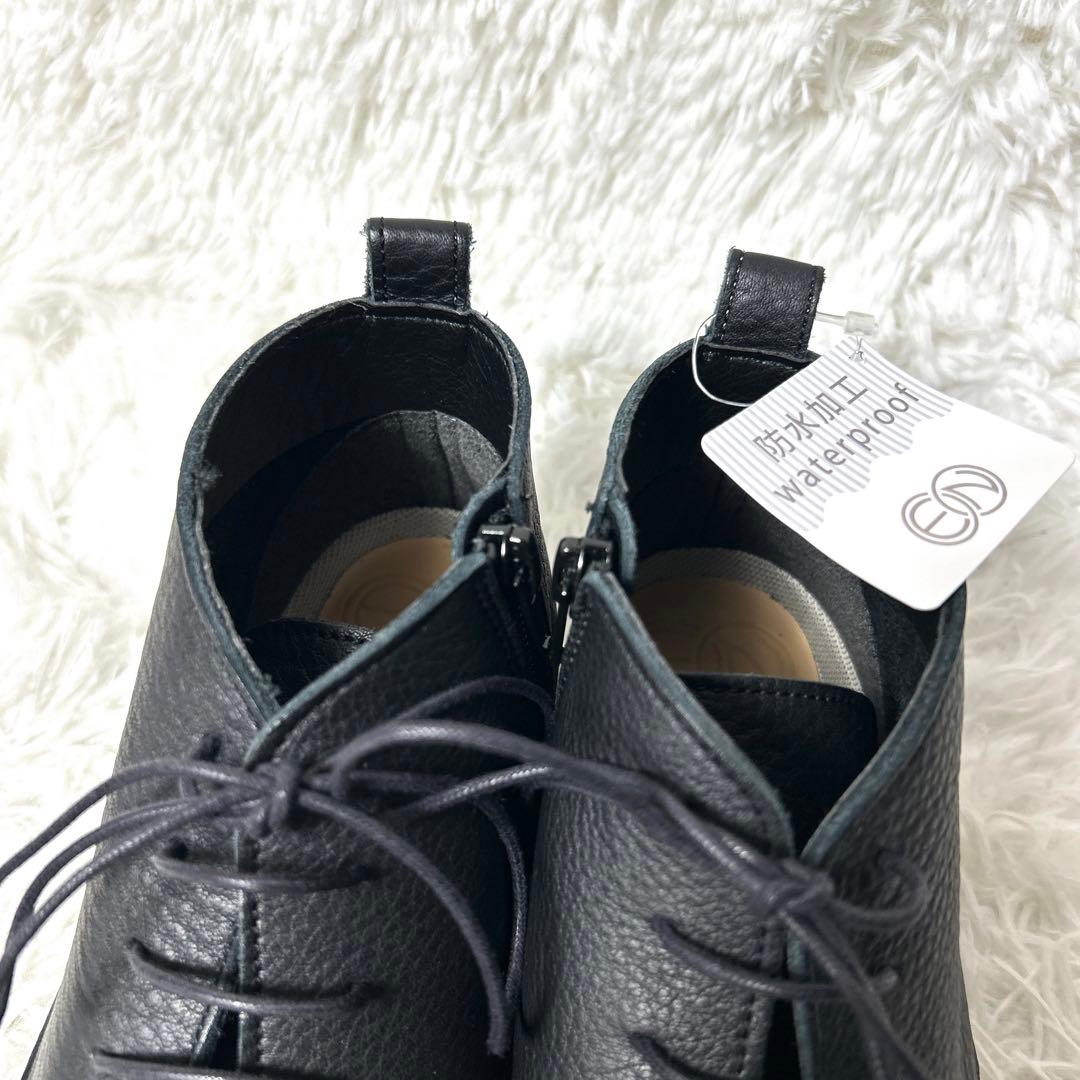 【新品ダグ付き】EN あしながおじさん レザーショートブーツ 24cm ブラック