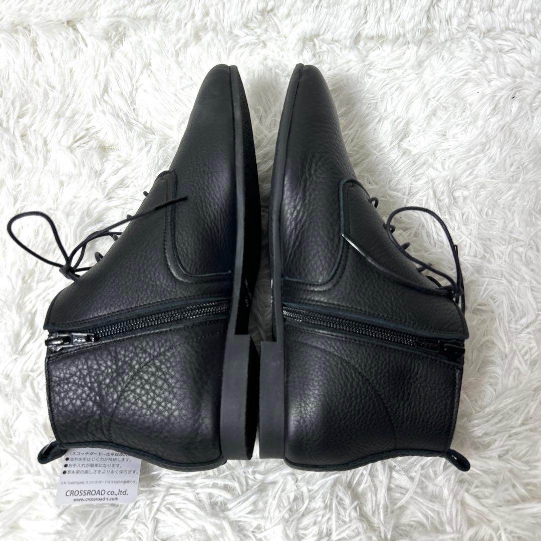 【新品ダグ付き】EN あしながおじさん レザーショートブーツ 24cm ブラック