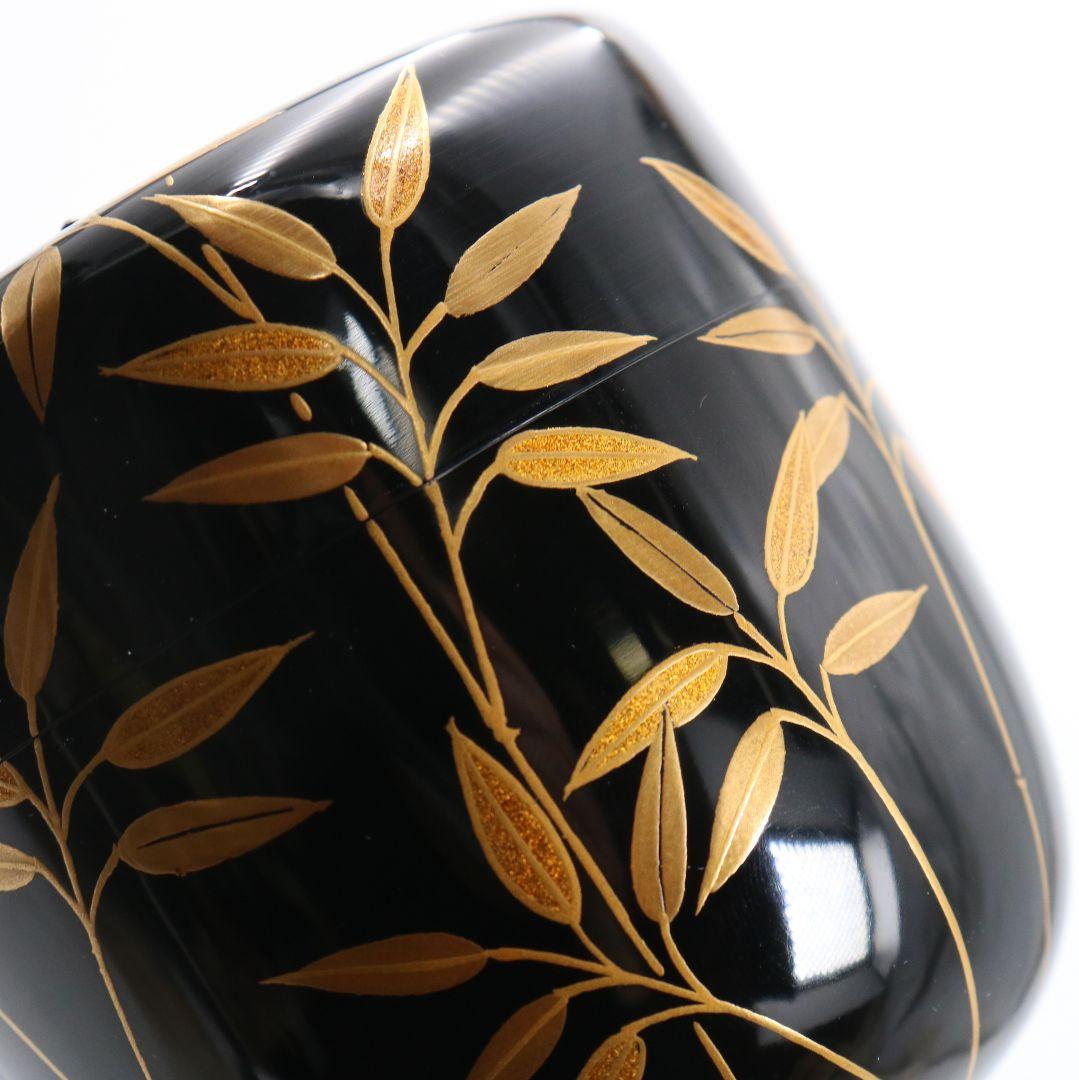 蒔絵師 筑城良斉作 笹露 大棗 茶道具 共箱　V934　N8