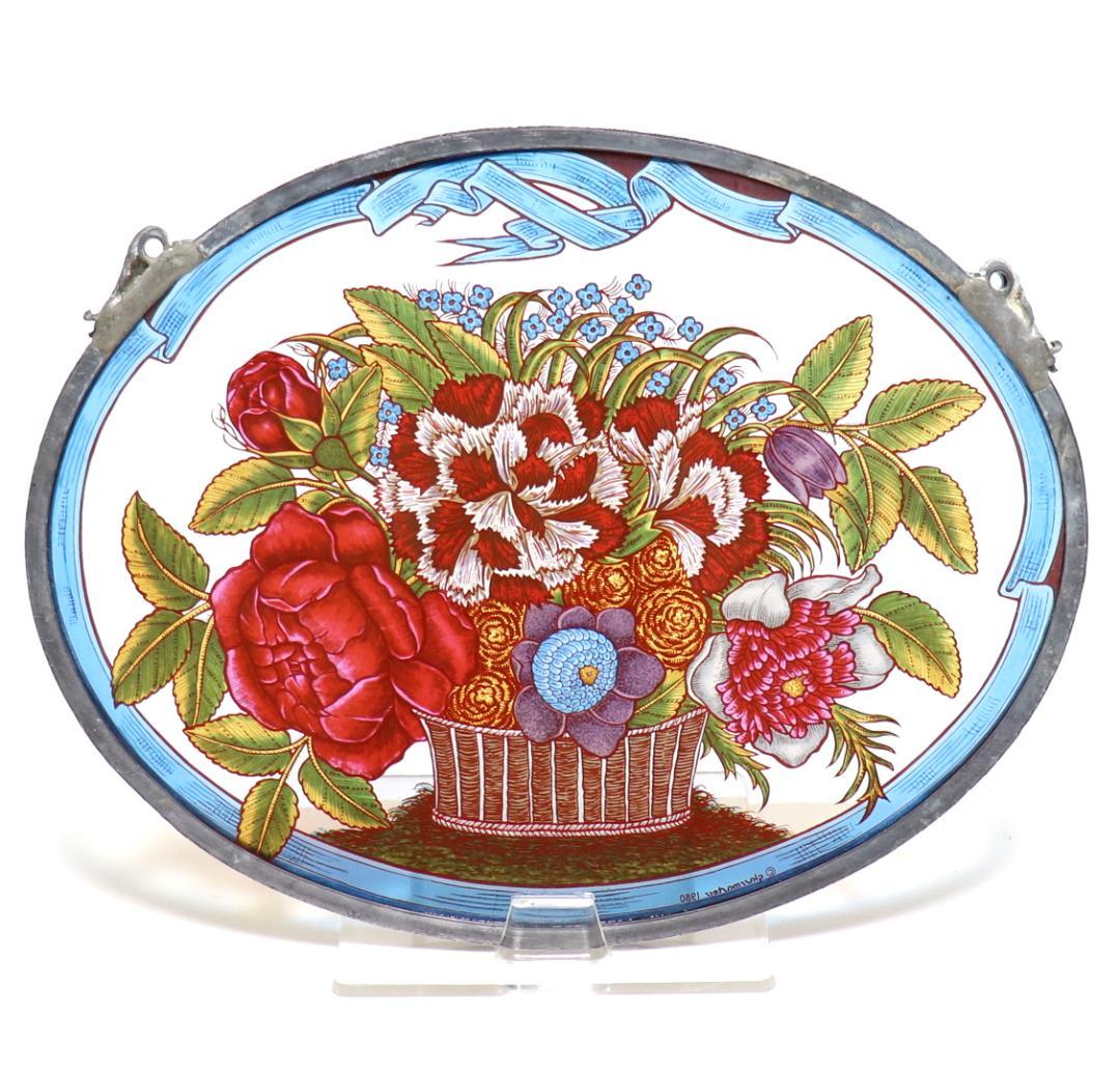 鮮やかなブーケ 花束 ヴィンテージ ステンドグラス フラワー レア作品