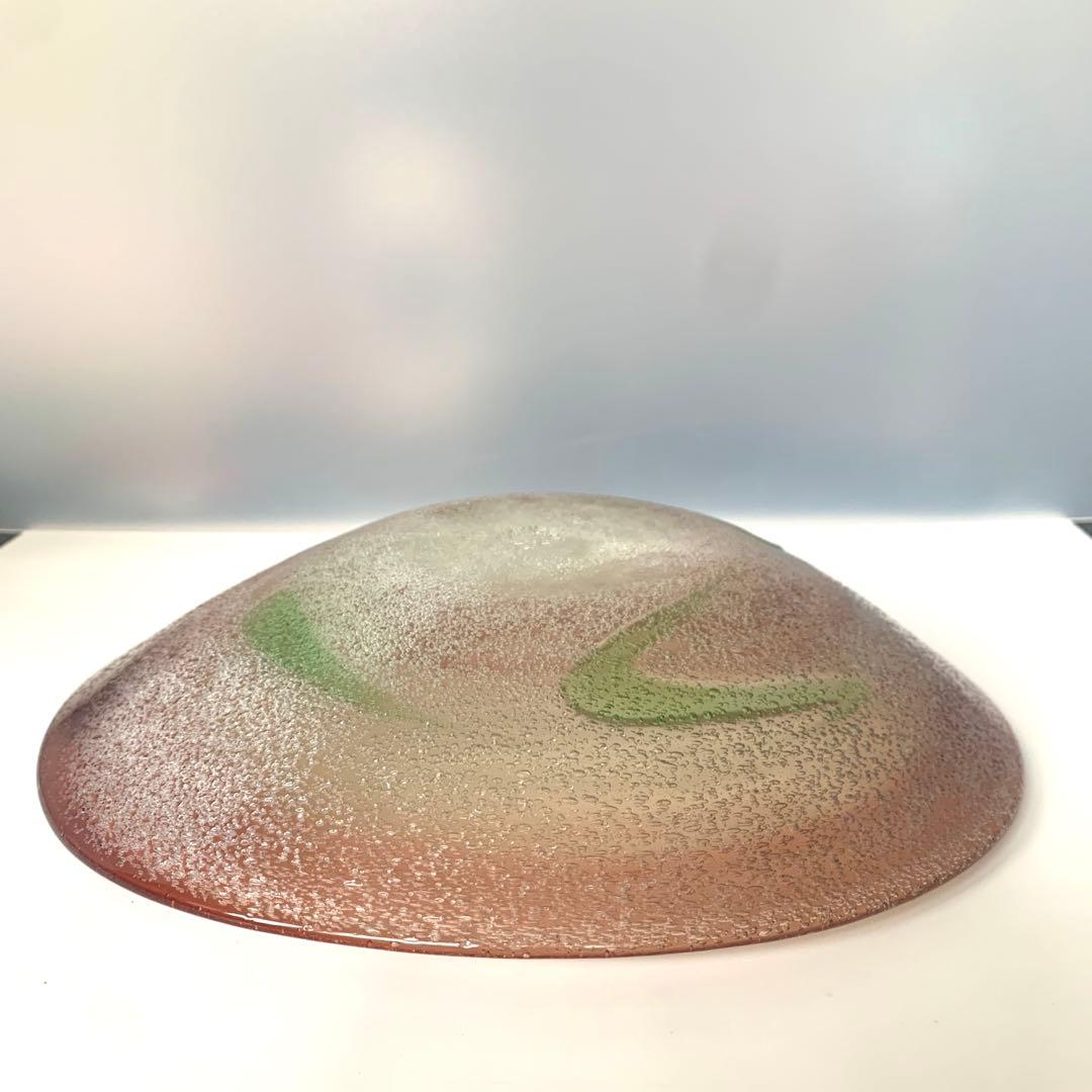 【新品未使用】　稲嶺盛吉　琉球ガラス　大皿　吹き泡ガラス