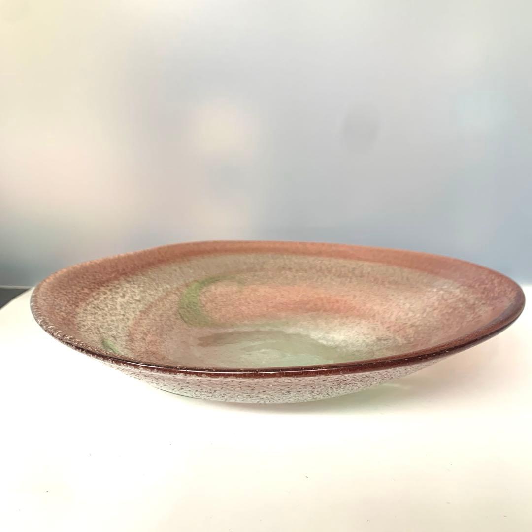 【新品未使用】　稲嶺盛吉　琉球ガラス　大皿　吹き泡ガラス