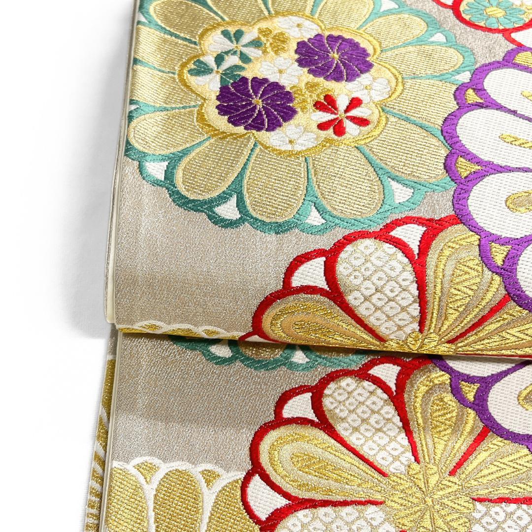 振袖帯　菊花　雪輪紋　梅　金糸　着物　115b d ms