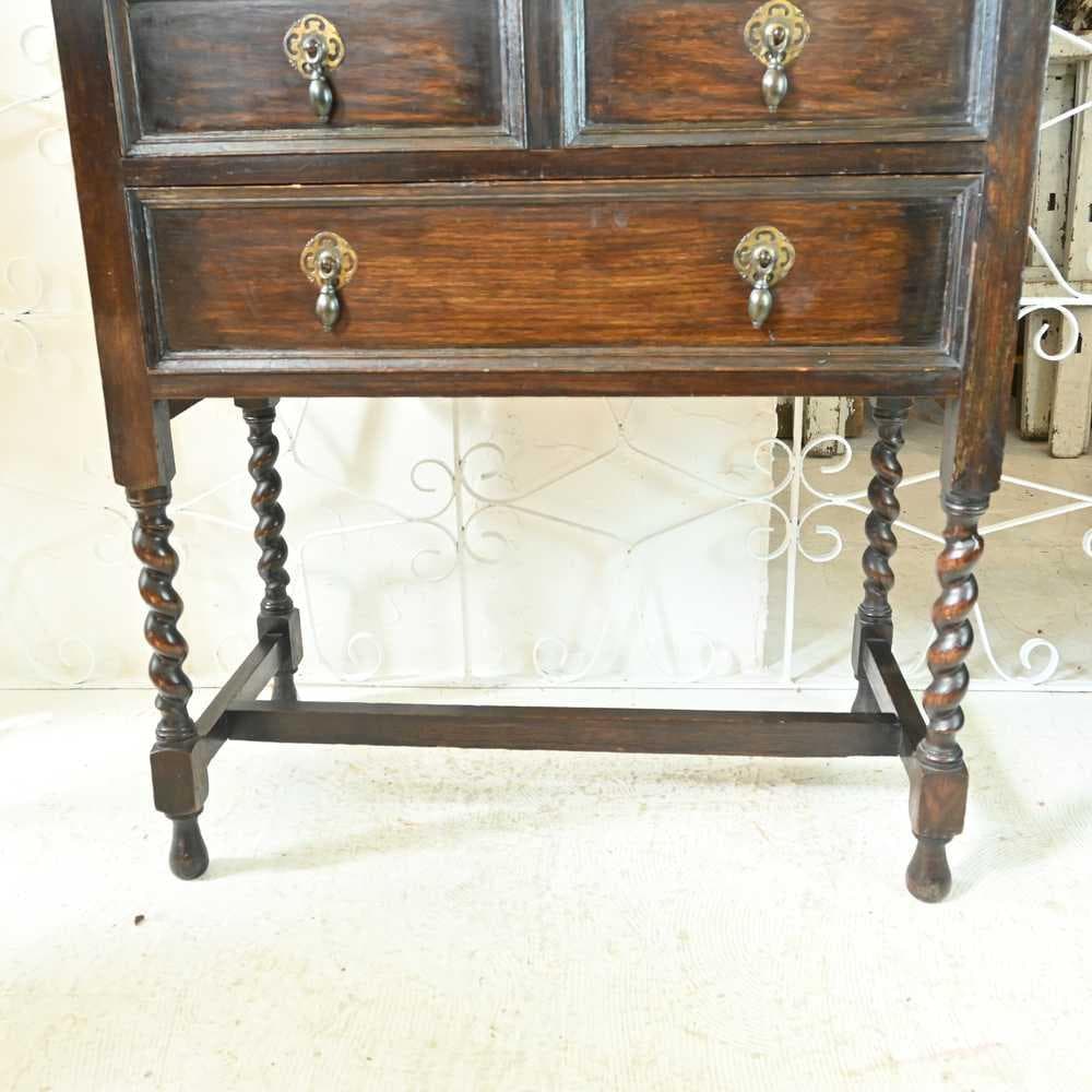 L3705-5 英国アンティーク スモール チェスト 2段 レンジ台 花台 収納