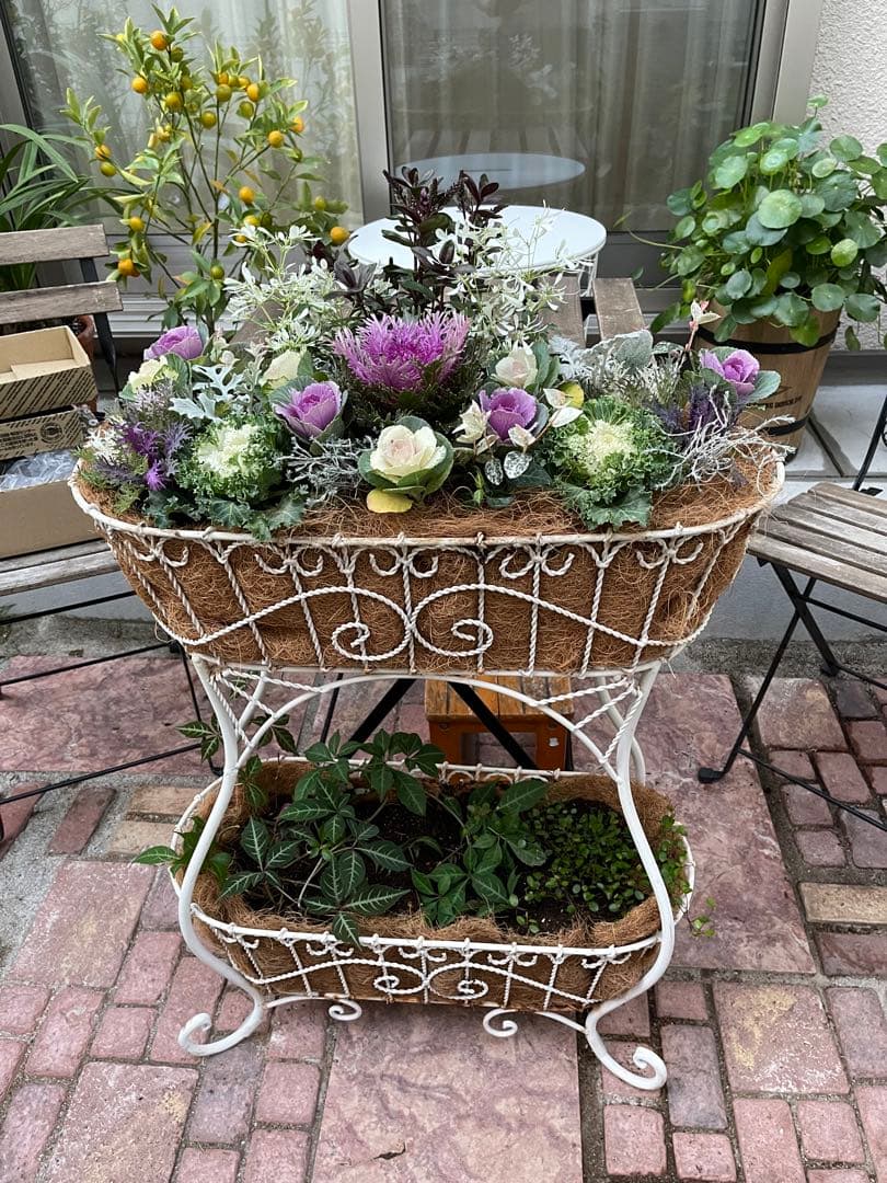 マルシェ 2段スタンドバスケット Covent Garden アイアン 花台