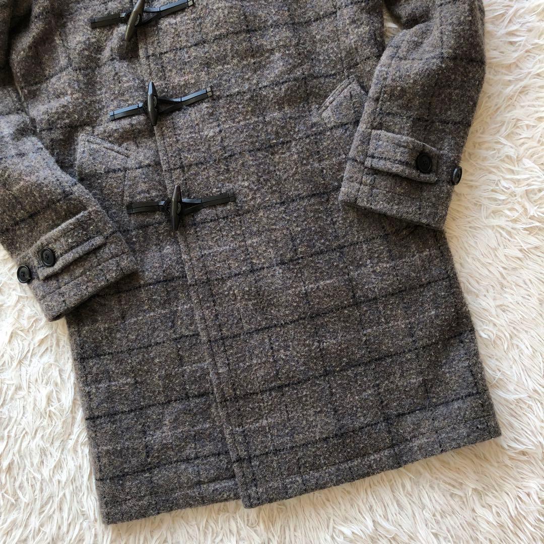 【美品 ハリスツイード】トゥモローランド　ダッフルコート　茶　チェック