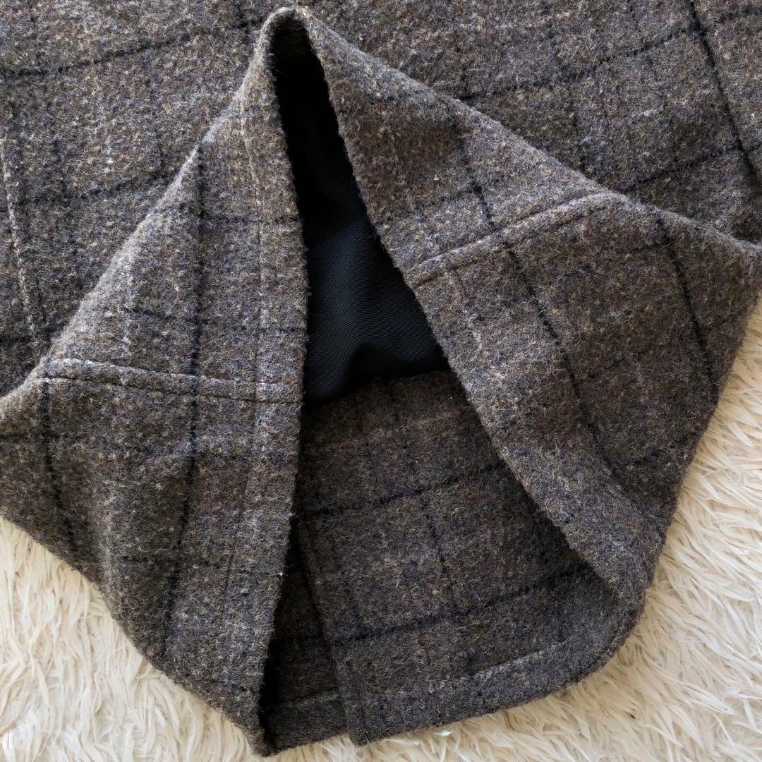 【美品 ハリスツイード】トゥモローランド　ダッフルコート　茶　チェック